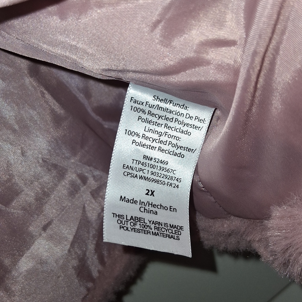 Time and Tru Rose Mauve Faux Fur Zip Jacket - Picture 4 of 4